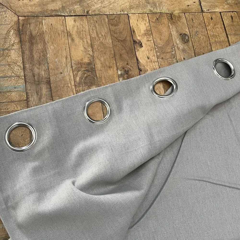 2 West Elm Gray Linen Blend Grommet Curtain Panels 48x96in